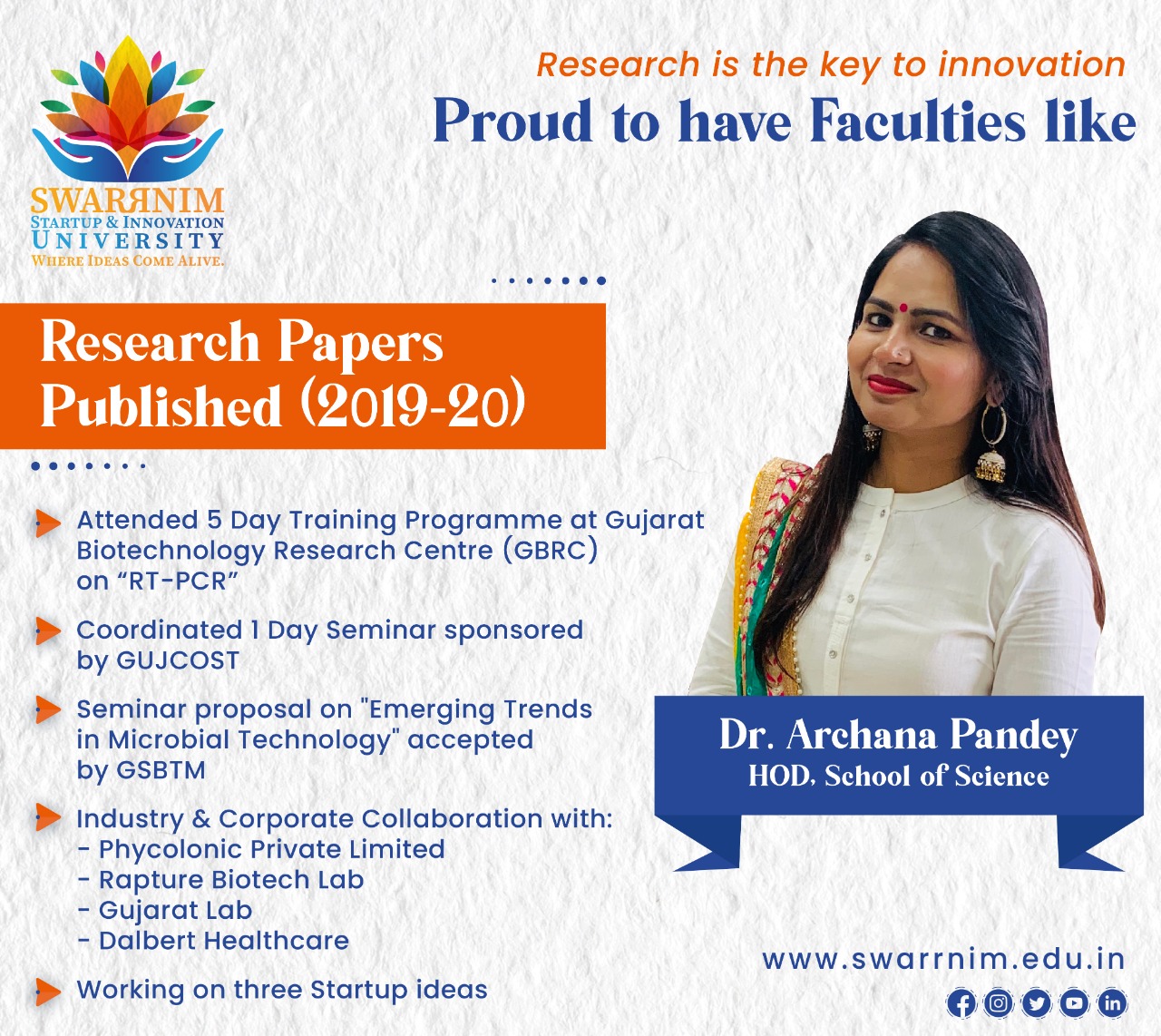 Swarrnim: Congratulations to Dr. Archana Pandey